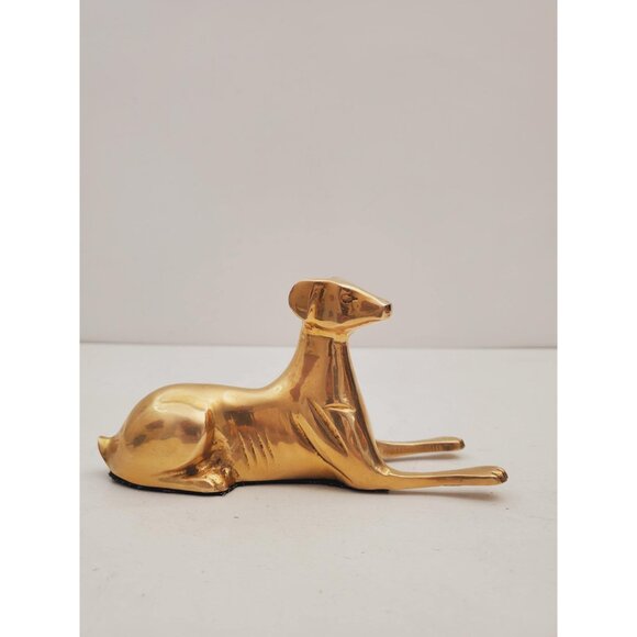 6.5" Vintage Brass Dog | Modernist Brass Greyhound Figurine | Mid Century - Picture 5 of 10